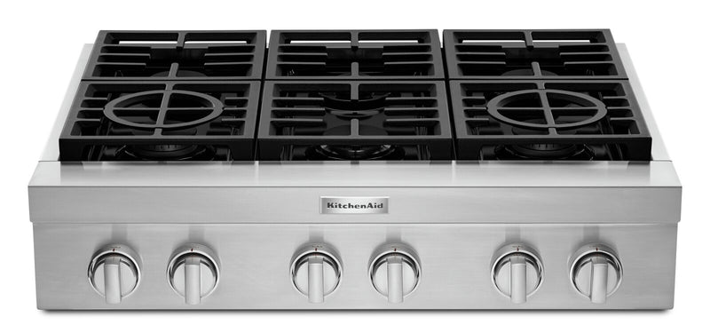 KitchenAid 36\" 6-Element Gas Cooktop - Stainless Steel - KCGC506JSS