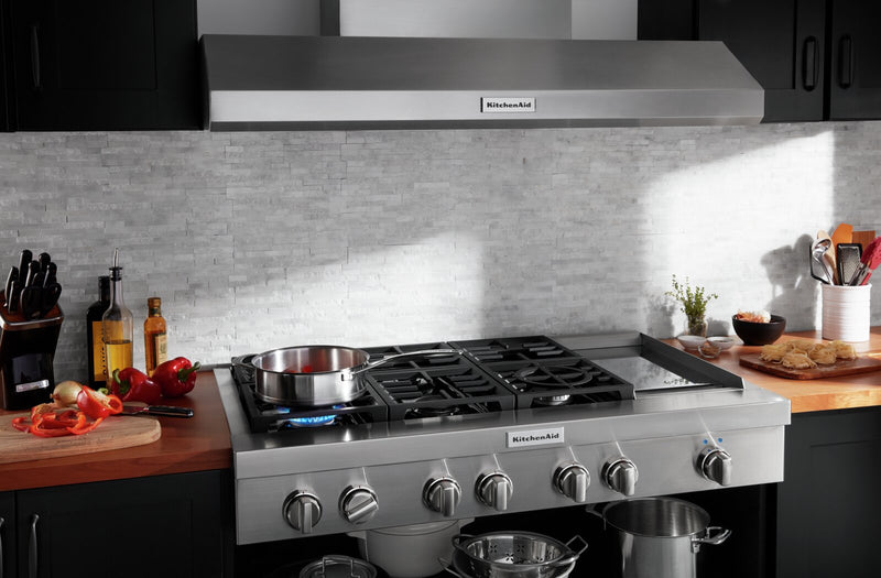 KitchenAid 48\" 6-Element Gas Cooktop - Stainless Steel - KCGC558JSS