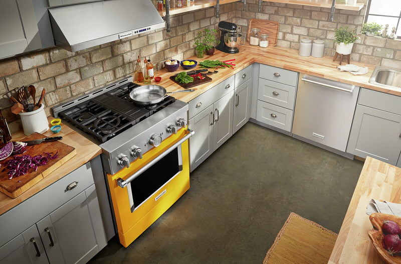 KitchenAid 4.1 Cu. Ft. Smart Gas Range with Self-Clean - Yellow Pepper - KFGC500JYP