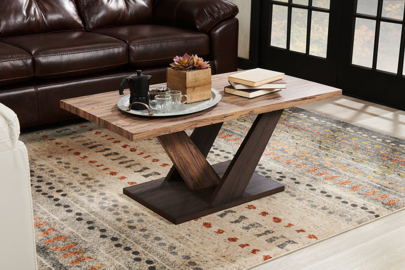 Kinsley 43.3\" Modern Coffee Table - Dark Brown Wood