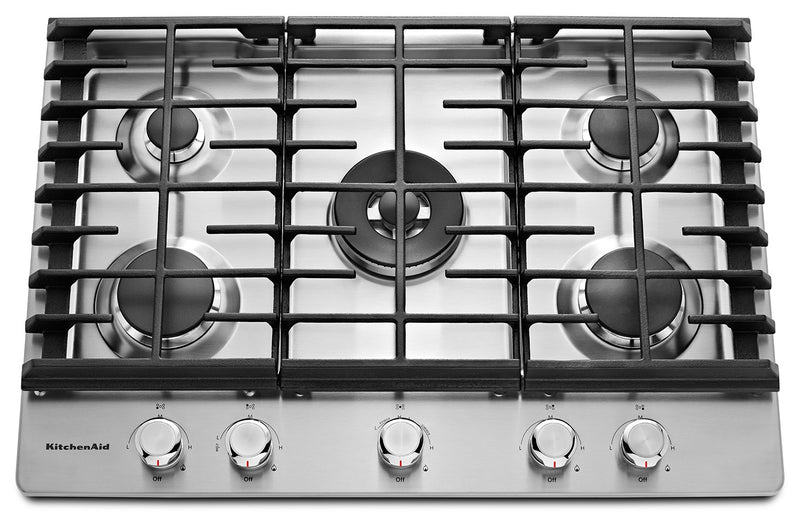 KitchenAid 30\" 5-Element Gas Cooktop - Stainless Steel - KCGS550ESS