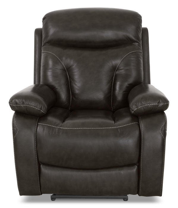 Hayes 38\" Genuine Leather Power Reclining Chair with Adjustable Headrest - Steel Grey