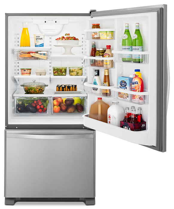 Whirlpool 30\" 18.7 Cu. Ft. Bottom-Mount Refrigerator - Monochromatic Stainless Steel - WRB329RFBM