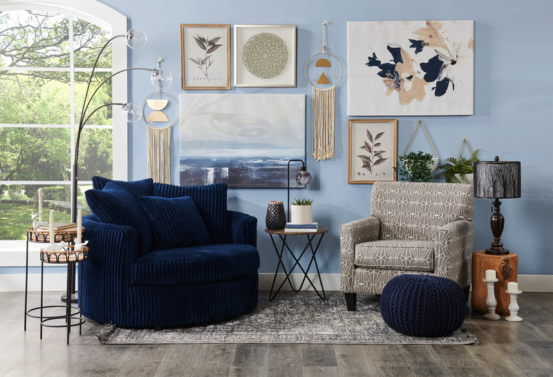 Made in Canada Cindy Crawford Home Kylie 30\" Linen-Look Fabric Accent Chair - Charcoal Emblem