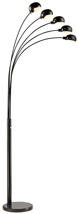 88\" Black with Marble Base Peacock Arc Floor Lamp