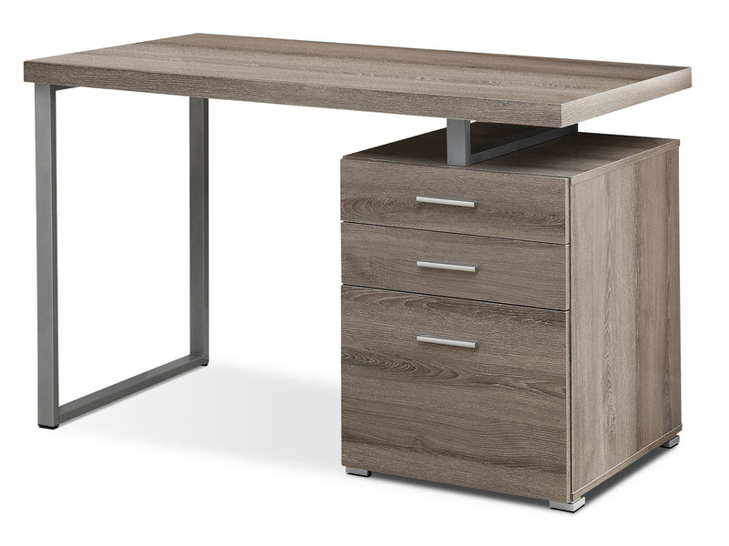 Rimini 48\" Computer Office Desk with 3-Drawers - Dark Taupe