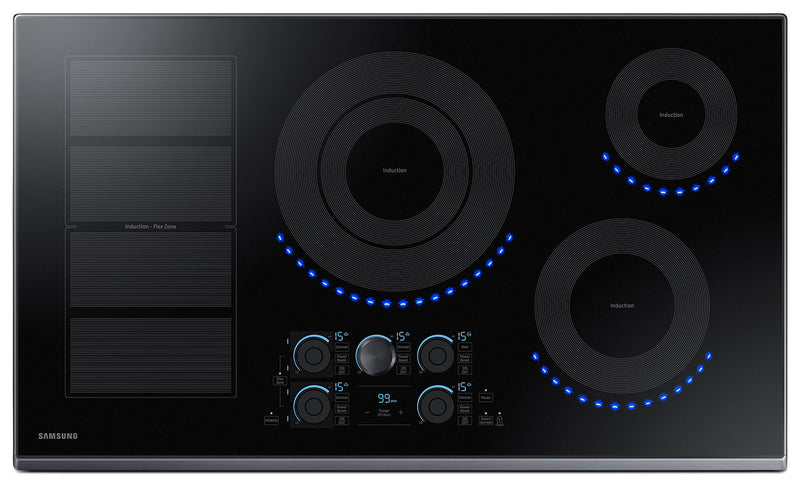 Samsung 36\" 5-Element Smart Induction Cooktop with Flex Zone & Virtual Flame Technology™ - Black Stainless Steel - NZ36K7880UG/AA