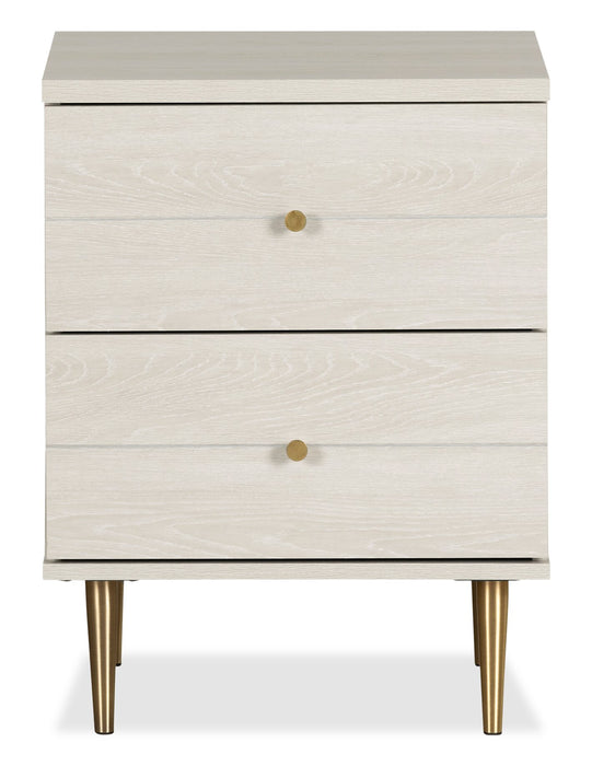 Lake Bedside 2-Drawer Nightstand, 19.5\"W x 25.5\"H, Made in Canada, Glam - White