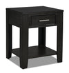 Landon 20\" Modern End Table with Storage and Shelf - Dark Brown  with USB