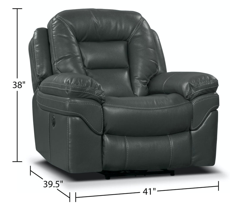 Leo 41\" Leather-Look Fabric Power Reclining Chair - Grey