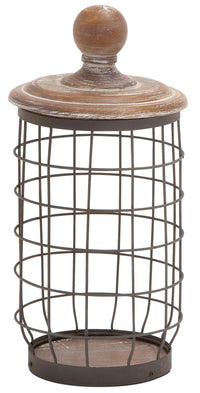 Metal and Wood Wire Jar – 8