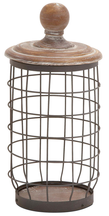 Metal and Wood Wire Jar – 8\" x 12\"