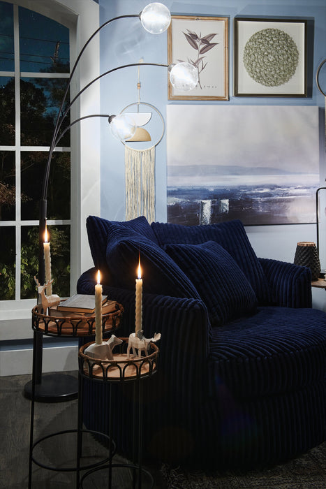 82\" Mid-Century Black with Marble Base and 3-Light Glass Shade Arc Floor Lamp