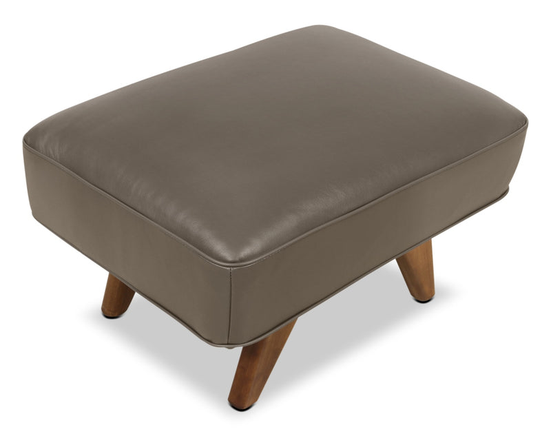 Kai Genuine Leather Ottoman – Grey