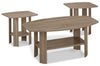 Rosario 36\" Modern 3-Pack Coffee + 2 End Tables with Shelf - Dark Taupe 