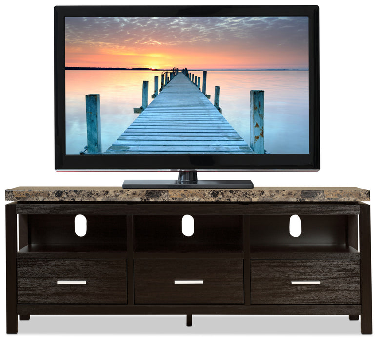 Verona 60\" TV Stand with Storage and Cable Management for TVs up to 65\"- Espresso with Marble Top