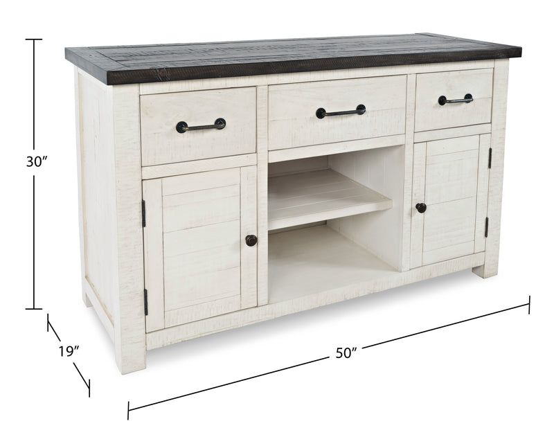 Madison 50\" Rustic TV Stand with Storage and Cable Management for TVs up to 55\"- White