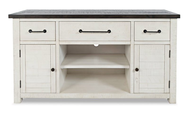 Madison 60\" Rustic TV Stand with Storage and Cable Management for TVs up to 65\"- White