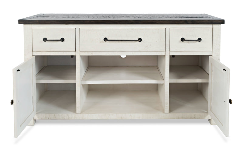 Madison 60\" Rustic TV Stand with Storage and Cable Management for TVs up to 65\"- White