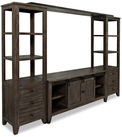 Madison Barn-Door 4-Piece Entertainment Centre with 60" TV Opening - Brown