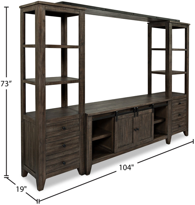 Madison 104\" Rustic 4-Piece Wall Unit Entertainment Centre with Storage and Cable Management for TVs up to 65\"- Brown