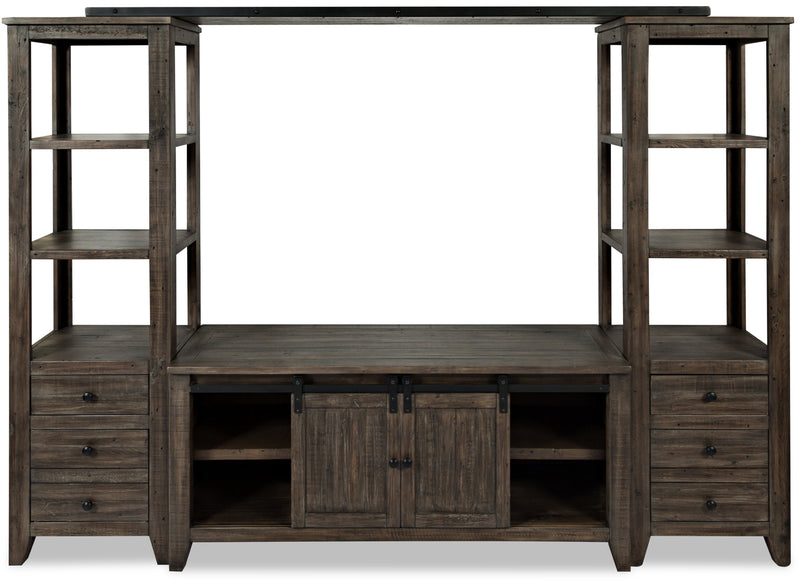 Madison 104\" Rustic 4-Piece Wall Unit Entertainment Centre with Storage and Cable Management for TVs up to 65\"- Brown