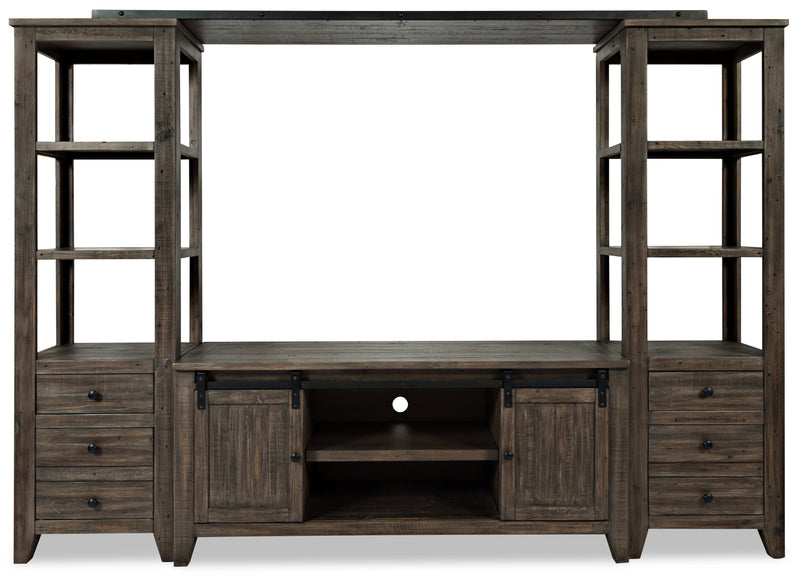 Madison 104\" Rustic 4-Piece Wall Unit Entertainment Centre with Storage and Cable Management for TVs up to 65\"- Brown