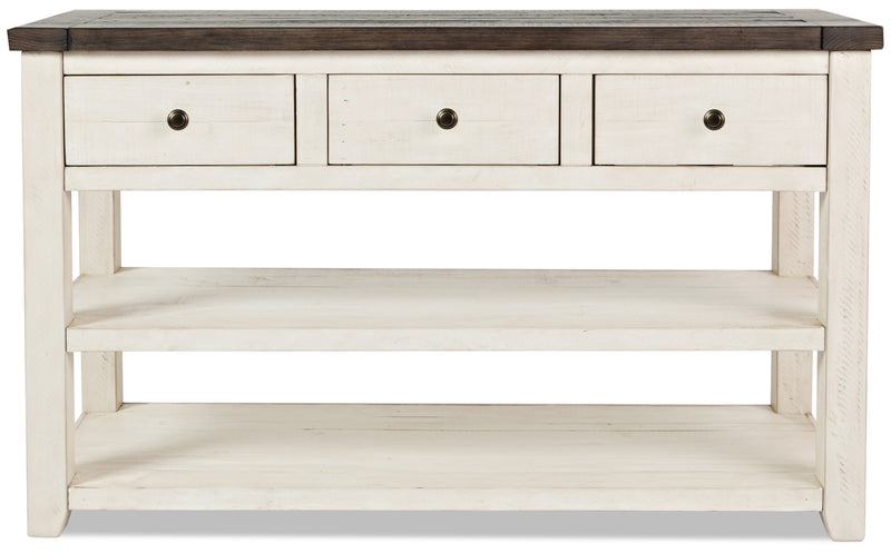 Madison 50\" Rustic Sofa Table with Storage and Shelf - White Wood