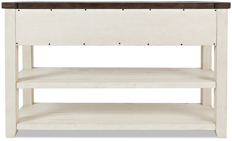 Madison 50\" Rustic Sofa Table with Storage and Shelf - White Wood