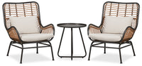 Maki 3-Piece Outdoor Patio Conversation Set with 2 Chairs & Round Metal End Table - Hand-Woven Resin Wicker, UV & Weather Resistant - Natural