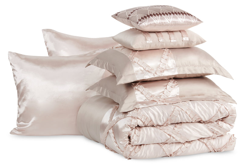 Margot 7-Piece Queen Comforter Set - Mocha