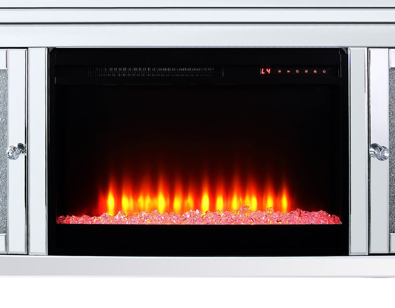 Margo 59\" Glam Electric Fireplace TV Stand with Storage and Cable Management for TVs up to 65\"- Silver