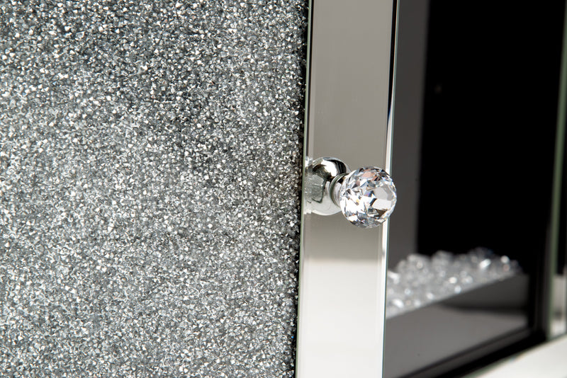 Margo 59\" Glam Electric Fireplace TV Stand with Storage and Cable Management for TVs up to 65\"- Silver