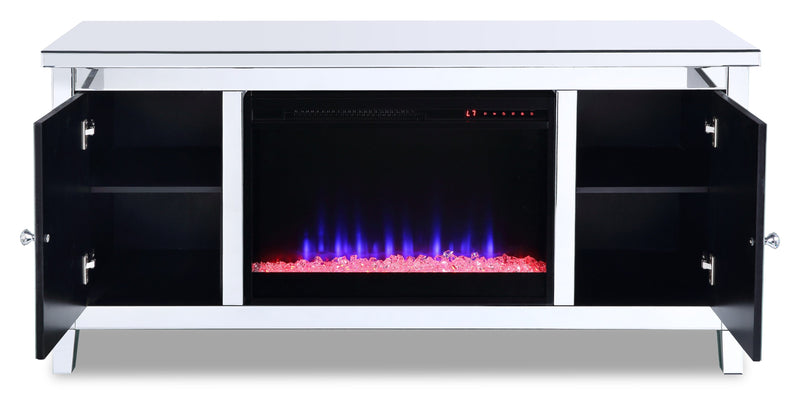 Margo 59\" Glam Electric Fireplace TV Stand with Storage and Cable Management for TVs up to 65\"- Silver