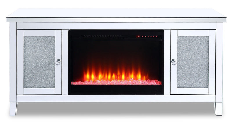 Margo 59\" Glam Electric Fireplace TV Stand with Storage and Cable Management for TVs up to 65\"- Silver