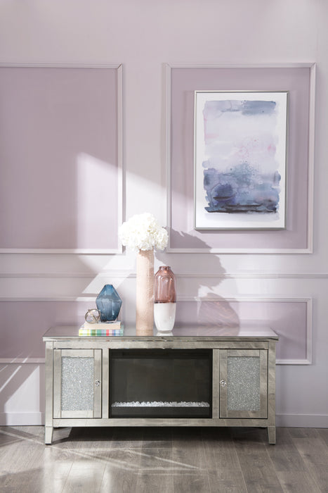 Margo 59\" Glam Electric Fireplace TV Stand with Storage and Cable Management for TVs up to 65\"- Silver