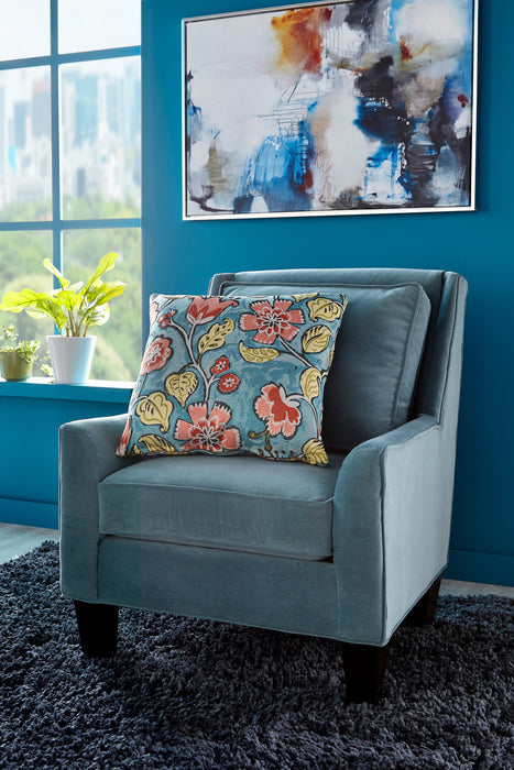 Made in Canada Sofa Lab Customizable Club 29\" Velvet Fabric Accent Chair with Wood Legs - Sea Blue