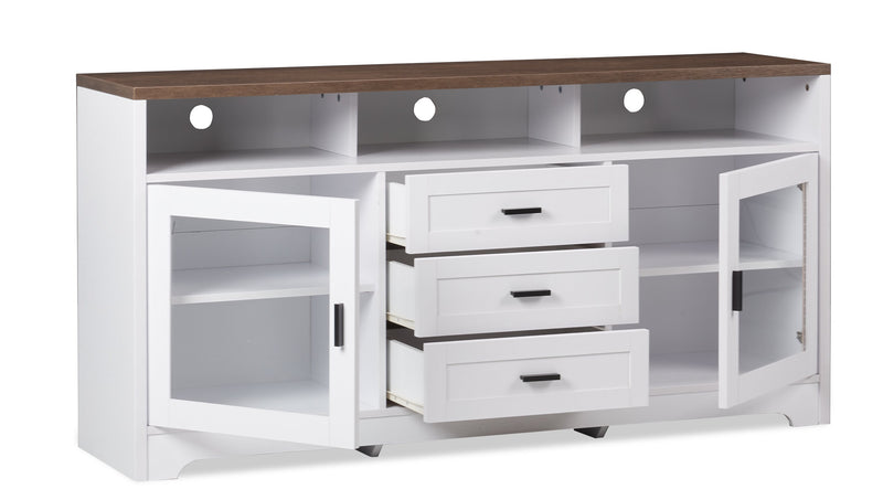 Melody 60\" TV Stand with Storage and Cable Management for TVs up to 65\"- White