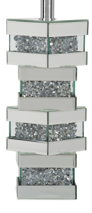 Memphis 29.9\" Glam Table Lamp with Glass, Mirror and Acrylic Crystals