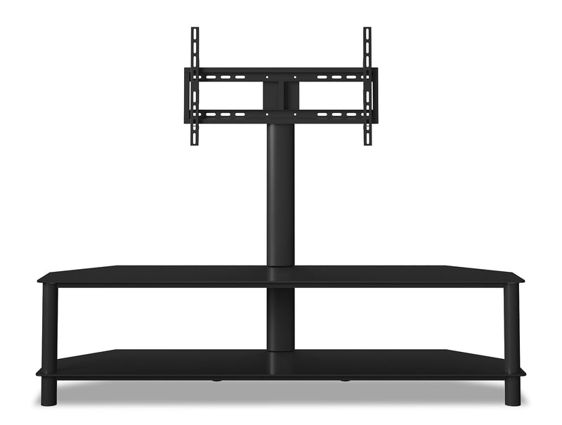 Bello 62\" Modern TV Stand with Storage and Cable Management for TVs up to 70\"- Black Metal and Glass