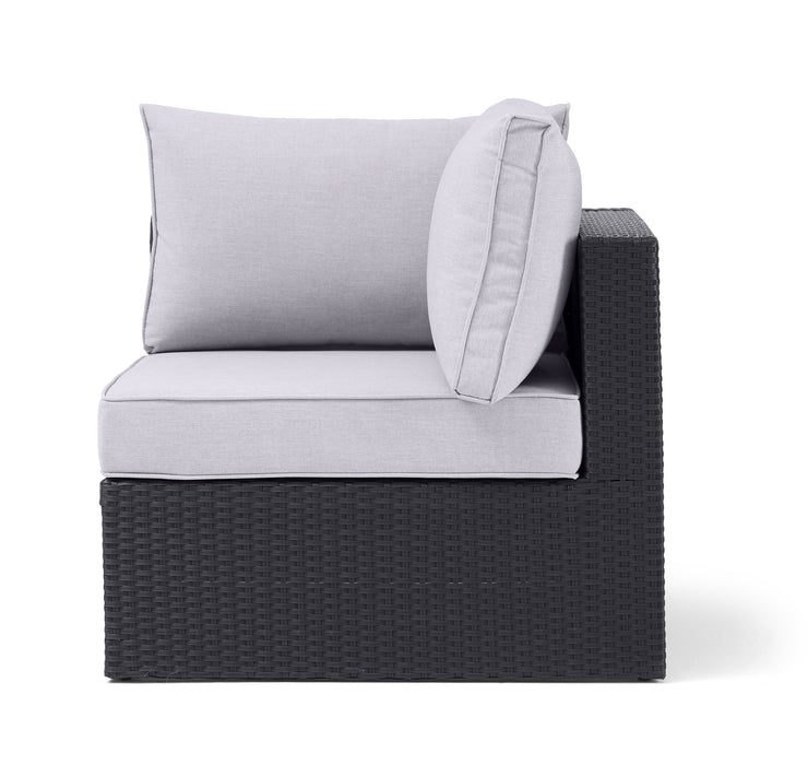 Minnesota Corner Outdoor Patio Chair - Hand-Woven Resin Wicker, Olefin Fabric UV & Weather Resistant - Grey