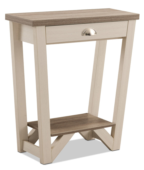 Arika 31\" Modern End Table with Storage and Shelf - Ivory 