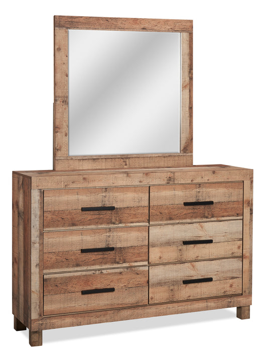 Mojave Bedroom 6-Drawer Dresser, 57.4\"W x 37.8\"H, Rustic - Natural Brown