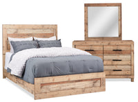 Mojave 5pc Bedroom Set with Bed, Dresser & Mirror, Rustic, Brown - Full Size 