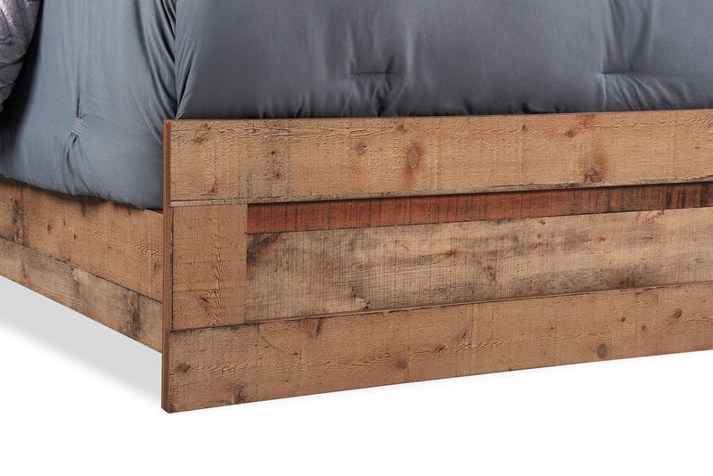 Mojave Panel Bed with Headboard & Frame, Rustic, Brown - King Size