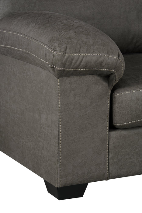 Made in Canada Morty 2-Piece Right-Facing Leather-Look Fabric Sofa Bed Sectional with Accent Pillows - Grey