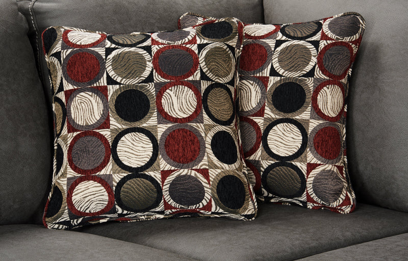 Made in Canada Morty 2-Piece Right-Facing Leather-Look Fabric Sofa Bed Sectional with Accent Pillows - Grey