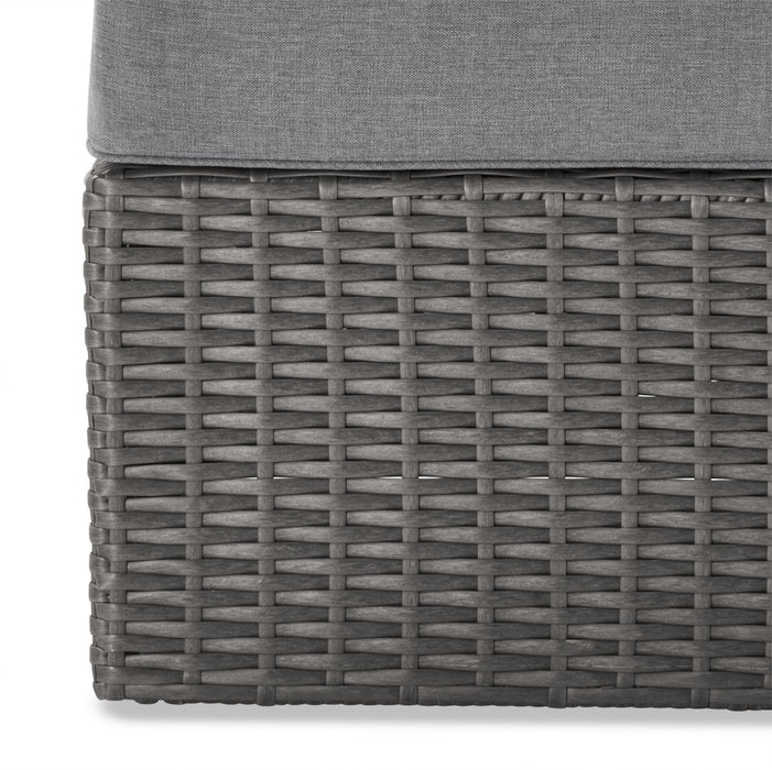 Morris Large Outdoor Patio Storage Ottoman - Hand-Woven Resin Wicker, Olefin Fabric, UV & Weather Resistant - Grey