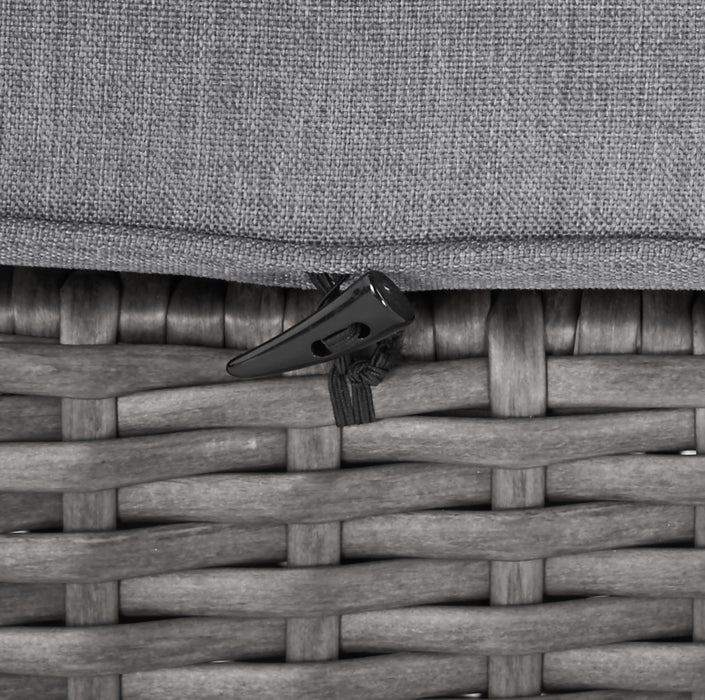 Morris Small Outdoor Patio Ottoman, Set of 2 - Hand-Woven Resin Wicker, Olefin Fabric, UV & Weather Resistant - Grey