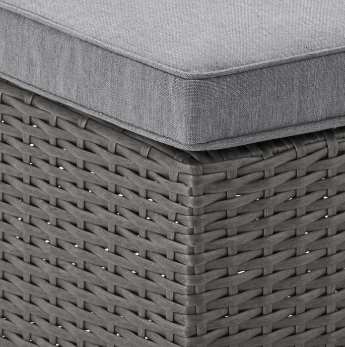 Morris Small Outdoor Patio Ottoman, Set of 2 - Hand-Woven Resin Wicker, Olefin Fabric, UV & Weather Resistant - Grey